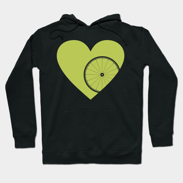 Heart with Road Bike Wheel for Cycling Lovers Hoodie by NeddyBetty